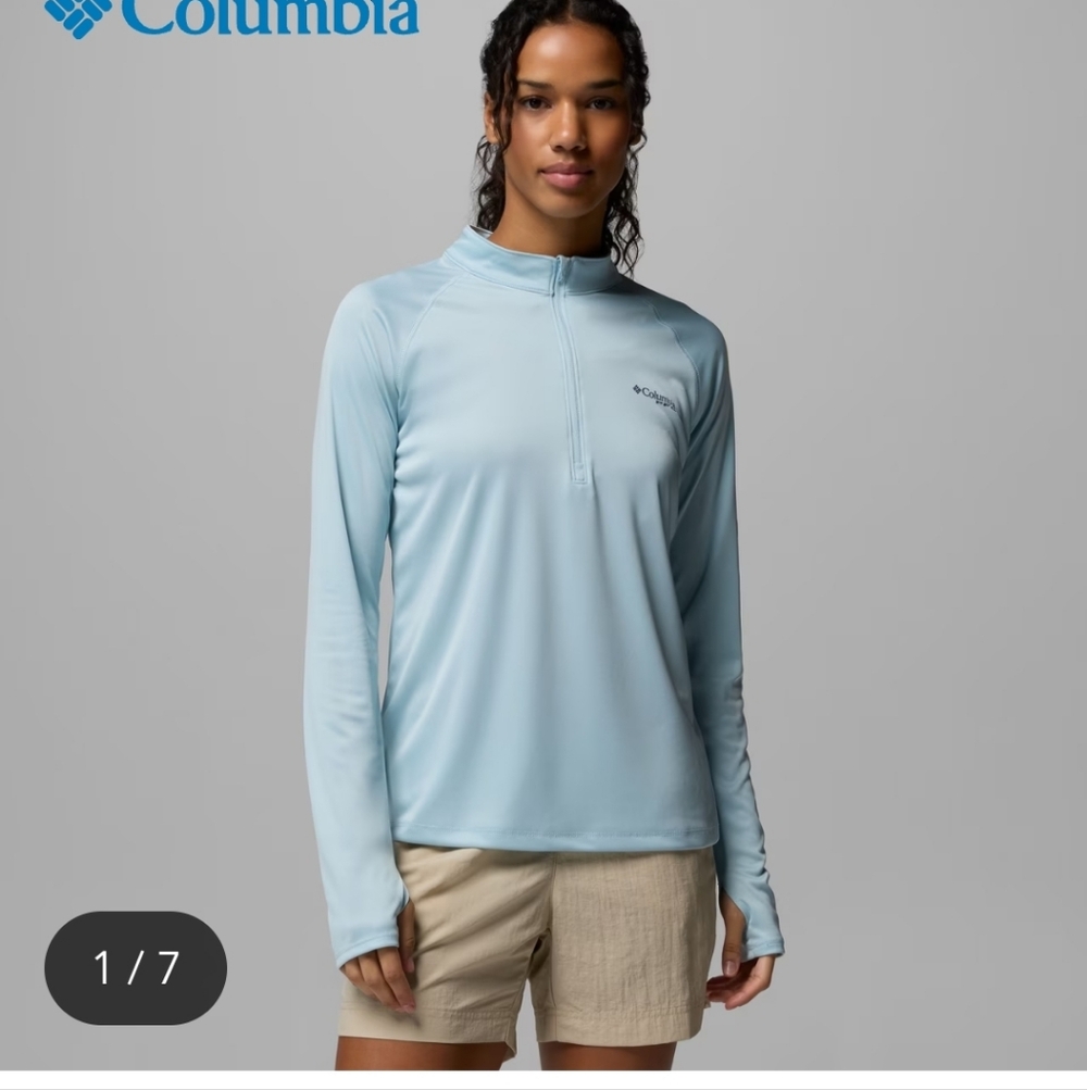 Columbia PFG Womens Tidal Quarter Zip Longsleeve Shirt Size XXL NWT Blue Outdoor